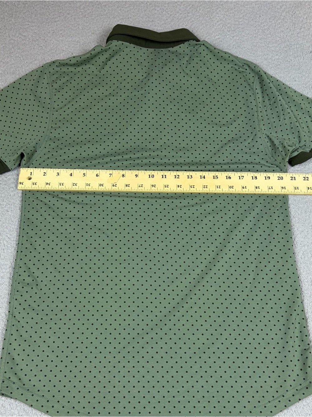 BYLT Basics Polo with Olive Green and Dark Green Trim Polka Dots Stretch - Picture 9 of 9